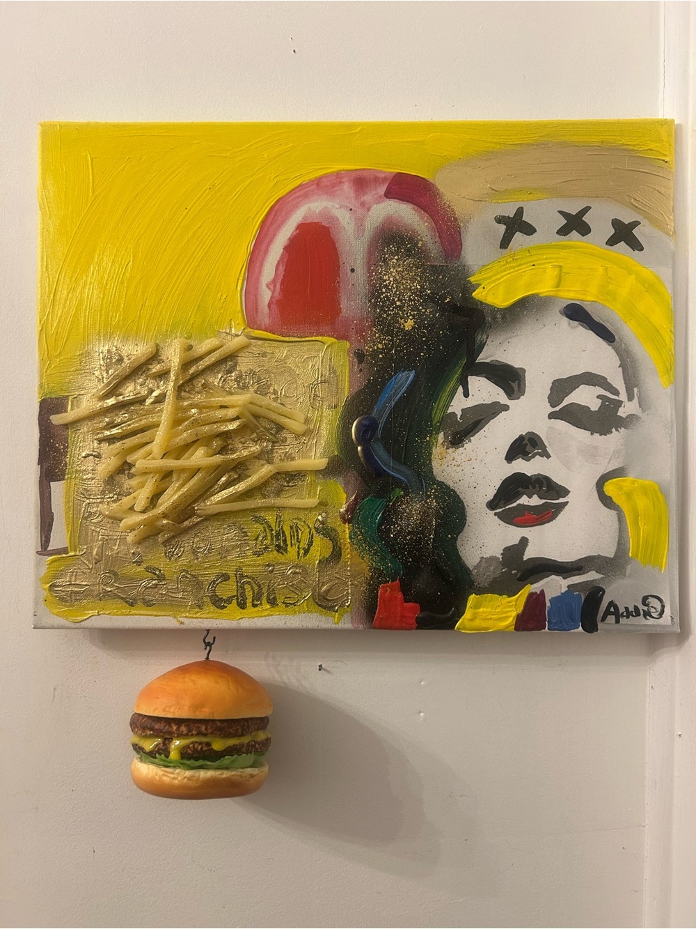 Yellow Pop Art Canvas Print with Multicolor Accents